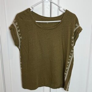 Garnet Hill Green Boxy Cuffed Sleeve T-Shirt